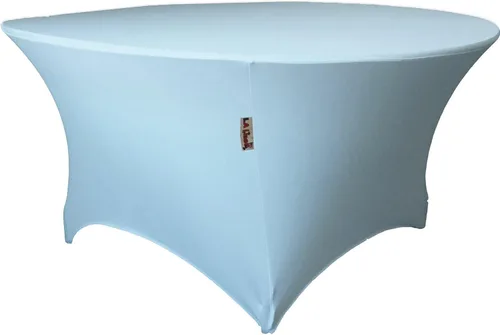 Vista 5 de LA Linen Mantel redondo de elastano, 60 x 30 pulgadas, negro