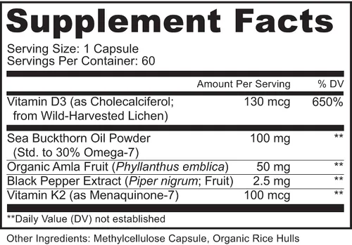 Vista 2 de MoxyVites Vitamina D3 K2 5000 UI – Alta absorción D3 + K2 MK-7 con aceite de espino cerval de mar y omega-7 – Apoyo óseo, corazón e inmunológico