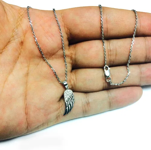 Vista 5 de Collar de plata de ley con colgante de ala de ángel de circonita cúbica, 18 pulgadas, Metal