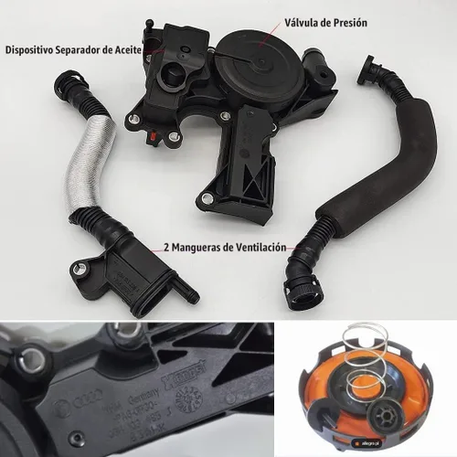 Vista 5 de PCV - Válvula de ventilación del cárter del motor, separador de aceite compatible con Audi A3 A4 A5 Q5 TT VW Beetle CC Jetta Passat Tiguan 1.8