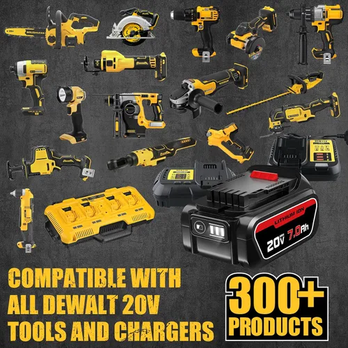 Vista 5 de FERRYBOAT Reemplazo de 7000 mAh para batería Dewalt de 20 V, iones de litio MAX DCB204 DCB206 DCB200 DCB203 DCB181 DCB180 compatible con series