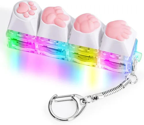 Vista 7 de Juguetes de fidget de teclado para adultos, clicker de teclado con luz LED, llavero de juguetes sensoriales divertidos de fidget para ansiedad