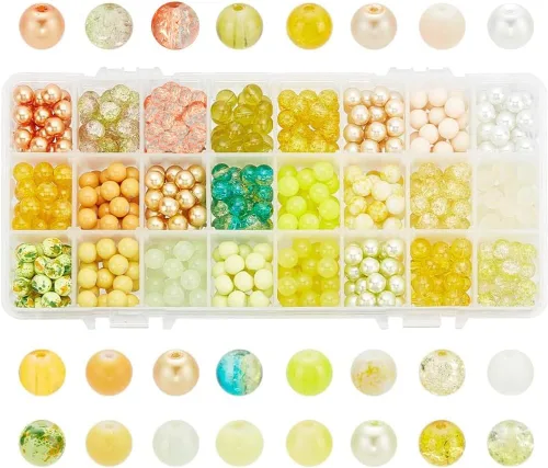 Vista 10 de 1080 cuentas de vidrio de 0.315 pulgadas (0.315 in), 24 colores negros, cuentas redondas de cristal de cristal, rosario de mármol, cuentas sueltas