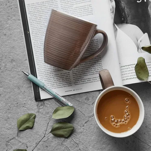 Vista 5 de DOWAN Tazas de Café, Juego de 6 Tazas de Café de 17 Oz, Tazas de Té Onduladas (Marrón)