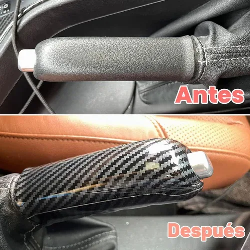 Vista 2 de ruihe Cubierta de manija de freno de mano de estacionamiento de color fibra de carbono moldura compatible con Ford Ranger 2016 2017 2018 2019 2020