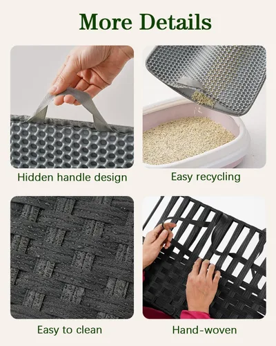 Vista 4 de SETVSON Muebles de caja de arena para gatos, caja de arena oculta, armario de arena para gatos con 2 alfombrillas de arena, casa de gato tejida a