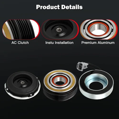 Vista 3 de CCIYU Embrague del compresor de aire acondicionado 2016-2018 para Fiat 500X 2.4L 2015-2021 para Jeep Renegade 2.4L AC Compresor para automóvil