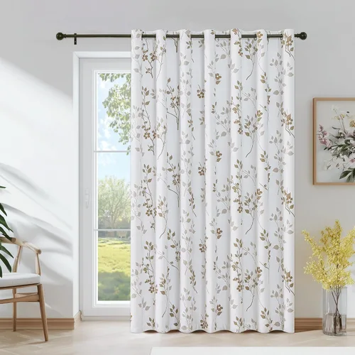 Vista 33 de Beauoop Cortinas Florales 100% Opacas de 54 Pulgadas de Largo, 2 Paneles para Dormitorio, Sala de Estar, Azul Gris y Blanco con Patrón de Flores