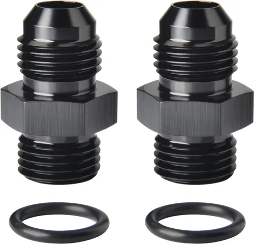 Vista 34 de 4AN macho a 4AN ORB con junta tórica Boss adaptador de riel de bomba de combustible de aluminio negro