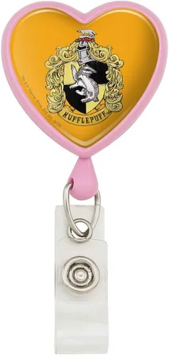 Vista 10 de Harry Potter Ilustrated Hogwart's Crest Heart Lanyard Retractable Reel Badge ID Card Holder Rosado