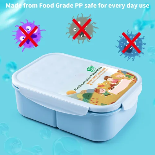 Vista 9 de MISS BIG Caja bento, caja Bento para niños y adultos, lonchera ideal a prueba de fugas para niños, lonchera para niños, sin BPA y sin tintes