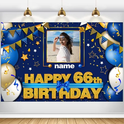 Vista 125 de Pancarta Personalizada de Decoraciones de Feliz Cumpleaños 101 - Telón de Fondo de 101 Años para Mujeres Hombres Niños Niñas Suministros de Fiesta
