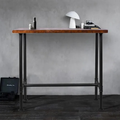 Vista 10 de Mesa de comedor de tubería de diseño industrial DIY, mesa de comedor informal para bar, mesa para computadora portátil, estudio moderno, mesa