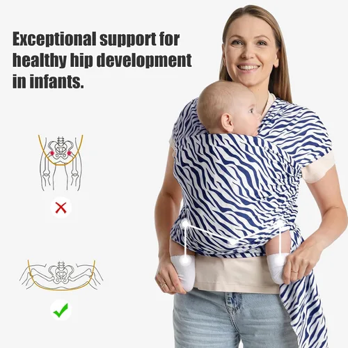 Vista 3 de Portabebés a la moda, diseño ergonómico de manos libres, elástico y ergonómico para bebés de 7 a 35 libras, suave y cómodo