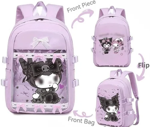 Vista 3 de Parent-kuro, Púrpura (Purple Clear), Mochilas Kawaii Cute Daypack