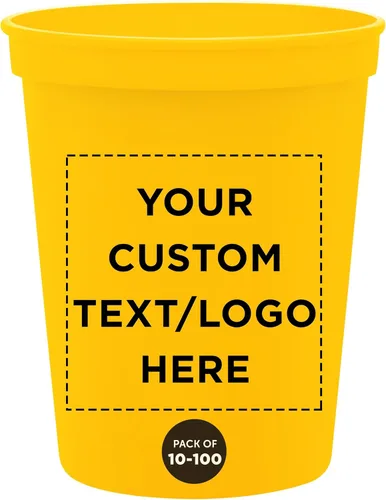 Vista 12 de DISCOUNT PROMOS Vasos de plástico personalizados para estadios, 16 onzas, juego de 100, paquete personalizado a granel, perfecto para cumpleaños