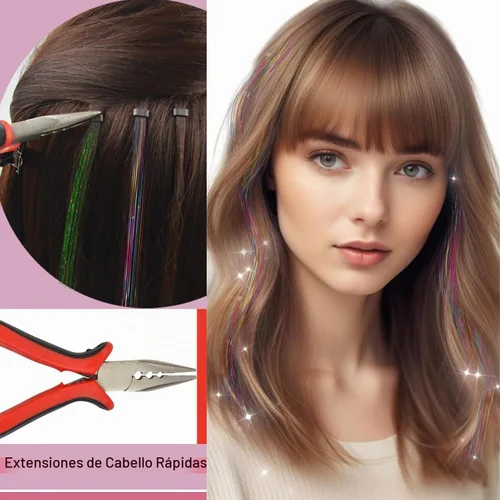 Vista 6 de Alicates para extensiones de cabello, 3 agujeros, herramienta de extracción de mini abridor para extensiones de cabello micro nano anillo Rojo 3