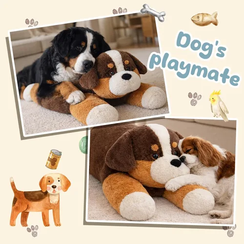 Vista 7 de Perro de montaña bernés grande de 32 pulgadas, juguete gigante de felpa suave y esponjoso, regalos de fiesta de cumpleaños para niños y niñas