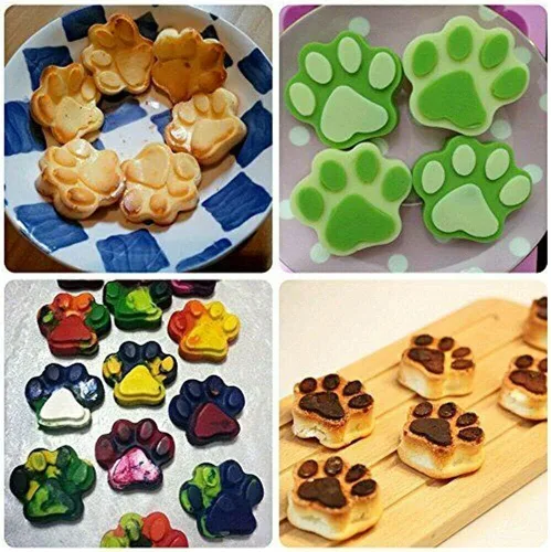 Vista 4 de Molde de silicona en forma de pata de perro para cachorros, gatos, 2 unidades, 6 cavidades, molde de silicona para chocolate, bandeja para cubitos