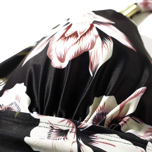 Vista 76 de RXRXCOCO - Traje de baño fruncido de una pieza, con cuello en V, para mujer, con control de abdomen y cuello halter
