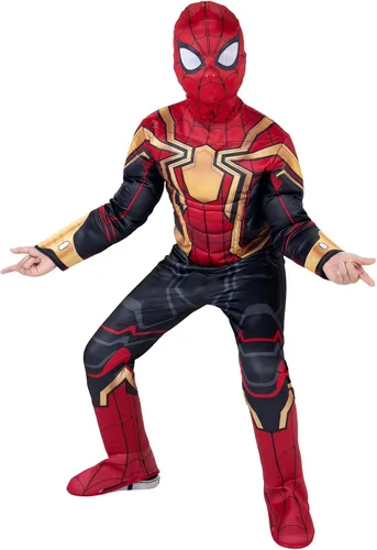 Vista 6 de Marvel Integrated Spider-Man - Disfraz oficial de Halloween para jóvenes, overol acolchado de alta calidad con máscara de tela