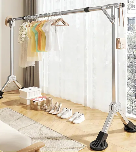 Vista 3 de YSUEFIJO Heavy Duty Laundry Drying Rack, Clothes Drying Rack Foldable, Length Adjustable Garment Rack, Portable Stainless Steel Laundry Stand, with