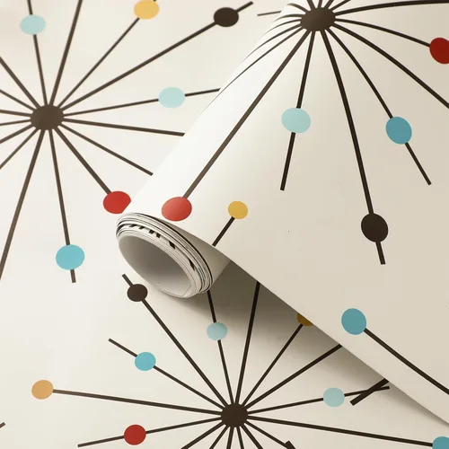Vista 2 de MotiMind Papel Tapiz de Mediados del Siglo 15.75" x 118" Papel Tapiz Moderno de Mediados del Siglo Autoadhesivo y Extraíble Decoraciones de Pared