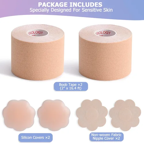 Vista 2 de Northside Boob Tape - Cinta para levantamiento de senos, cinta corporal con 2 pares de cubiertas para pezones
