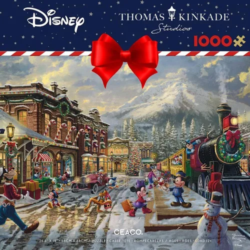 Vista 3 de Ceaco - Thomas Kinkade - Disney - Holiday - Candy Cane Express - Rompecabezas de 1000 piezas