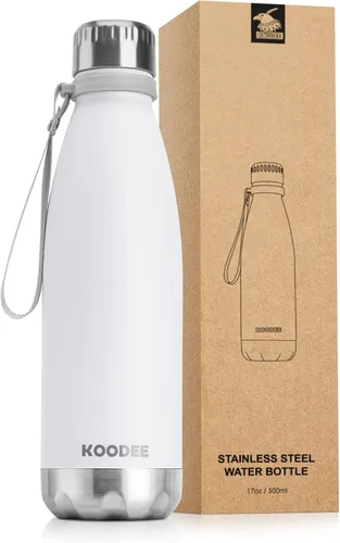 Vista 38 de koodee Botella de agua aislada (paquete de 2) botella de agua de doble pared de acero inoxidable 18/8, botella térmica de viaje con forma de cola