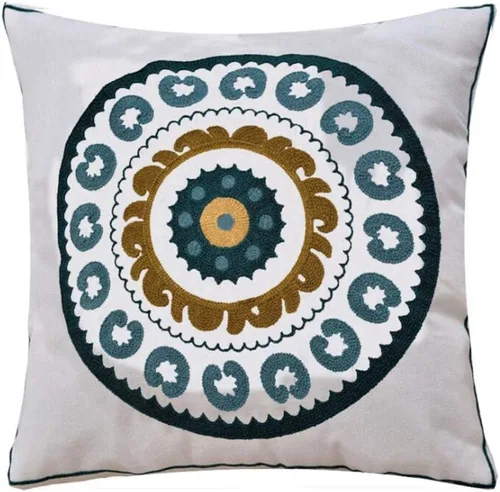 Vista 5 de Judy Dre am Funda de cojín 100% algodón para interiores y exteriores, cuadrada, bohemia, bordada, para sofá, cama, sala de estar, funda de almohada