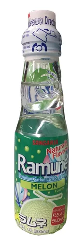 Vista 2 de Sangaria Ramune Premium - Refresco carbonatado de 6.76 onzas líquidas por botella (melón, 6 botellas)
