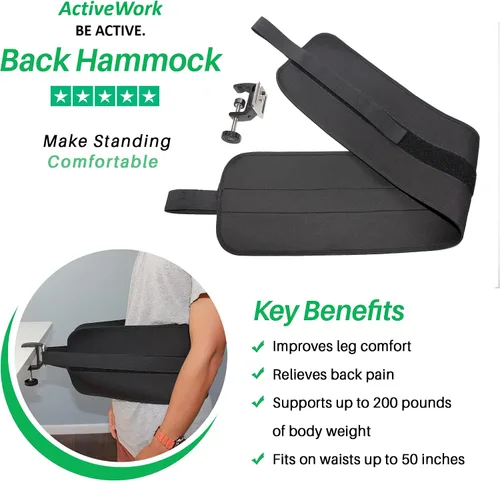 Vista 4 de Sistema de hamaca de espalda – Cinturón de soporte lumbar para usuarios de escritorio de pie – Ergonómico, cómodo, alivio del dolor de espalda baja