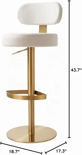 Vista 2 de TOV Furniture Taburete ajustable de tela de rendimiento texturizado crema Primrose