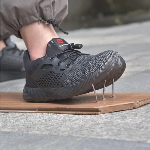Vista 57 de SUADEX Zapatos deportivos con punta de acero para hombres y mujeres, indestructibles, ligeros, cómodos, antideslizantes, puntera compuesta