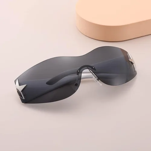 Vista 4 de Pro Acme Y2k Star - Lentes de sol envolventes para mujer, diseño de moda, sin marco, de gran tamaño, sin marco