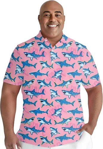Vista 4 de PAGYMO Golf Shirts for Men Crazy Hawaiian Funny Print Mens Polo Shirt