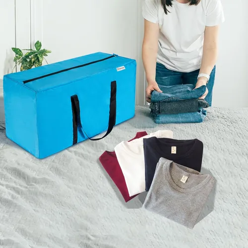Vista 2 de Bolsa de mudanza extra grande, bolsa de almacenamiento resistente que ahorra espacio para embalaje de ropa, bolsa azul para mudanzas, bolsas