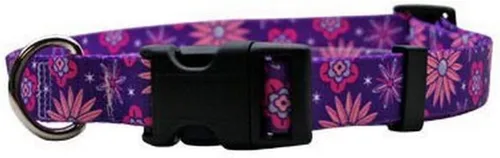 Vista 11 de Amarillo diseño de perro Martingale Collar, Grande, Marrón Flores rosa y verde azulado