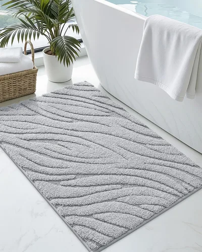 Vista 23 de DEXI - Alfombras de baño de 16"x24", alfombras antideslizantes para el suelo del baño, alfombra de baño ultrasuave y absorbente para la ducha, Beige