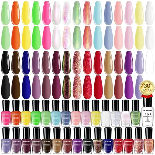 Vista 10 de Morovan Juego de esmalte de uñas para uñas de las manos: kit de esmalte de uñas de secado rápido al aire de 48 piezas con 2 piezas de base y capa