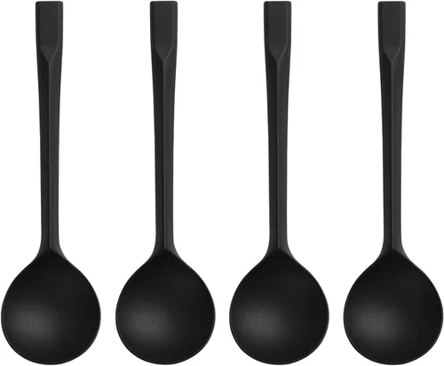 Vista 10 de Cucharas de plástico, cucharas de sopa desechables, cucharas resistentes para fiestas, oficina, restaurantes, eventos, utensilios, 5.5 x 1.57