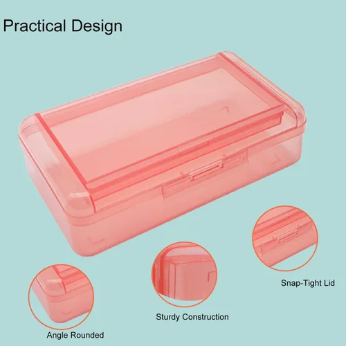 Vista 4 de 1 caja de lápices, diseño transparente de doble capa de plástico, gran capacidad con tapa hermética, caja de lápices apilable, caja de lápices