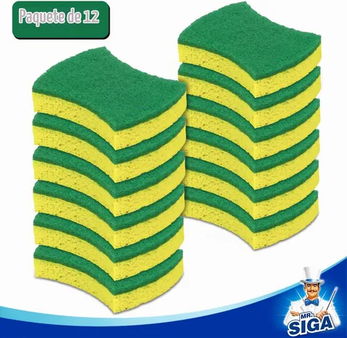 Vista 4 de MR.SIGA Esponja exfoliante de celulosa resistente, esponja de doble cara para lavar platos para cocina, paquete de 12