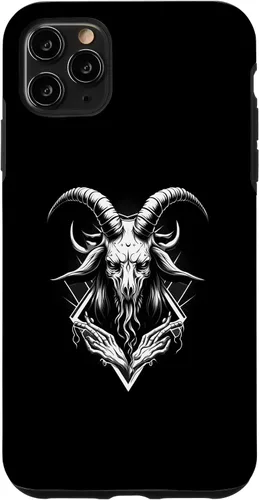 Vista 11 de iPhone 15 Goat Baphomet - Funda demoníaca gótica oculta