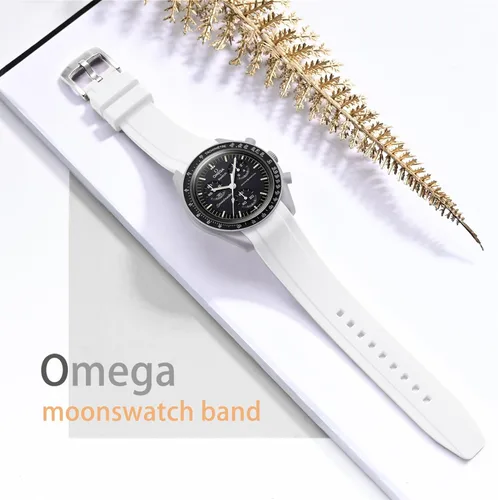 Vista 3 de Tovimall Correas para reloj Moonswatch, correa de silicona curvada sin huecos, compatible con reloj Omega X Swatch Moonswatch Speedmaster de 0.78