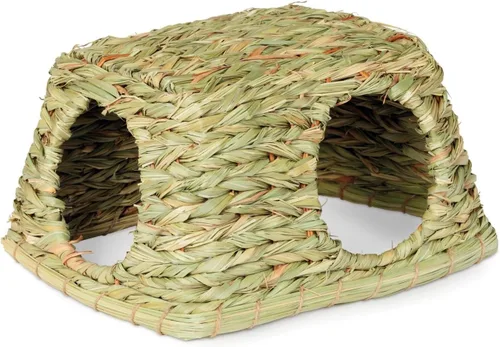 Vista 4 de Prevue Pet Products Nature's Hideaway Grass Hut - Juguete para animales pequeños, para ratones, jerbos, hámsteres u otras mascotas pequeñas, heno