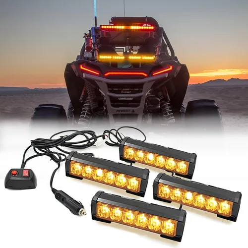 Vista 14 de 2 x 6 LED con 9 modos de advertencia para el tráfico - Luces estroboscópicas impermeables para auto, para interior, techo, salpicaderas, parabrisas