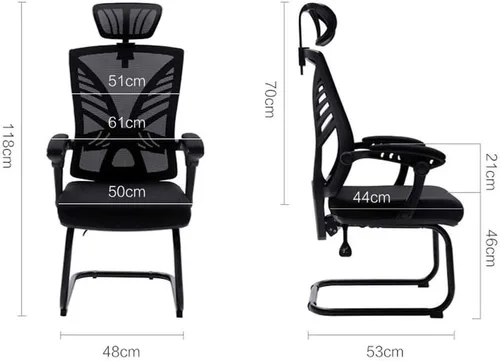 Vista 2 de Silla de oficina ergonómica con asiento de malla transpirable, silla de computadora con altura ajustable del asiento y respaldo reclinable (D)
