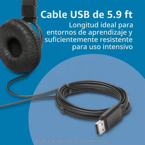 Vista 5 de Kensington Auriculares USB de alta fidelidad con micrófono (K97601WW), color negro